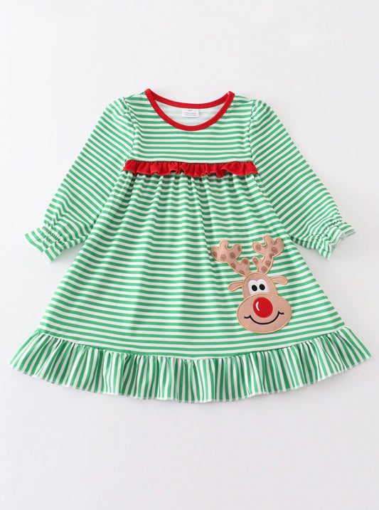 Girl Reindeer Christmas Dress