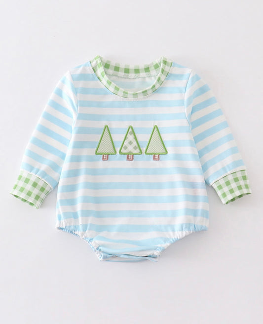 Boy Green Christmas Tree Romper