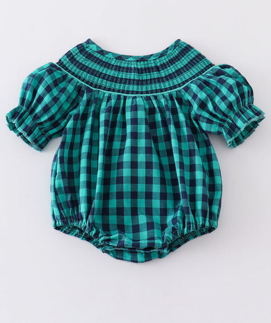 Girl Green/Blue Plaid Bubble