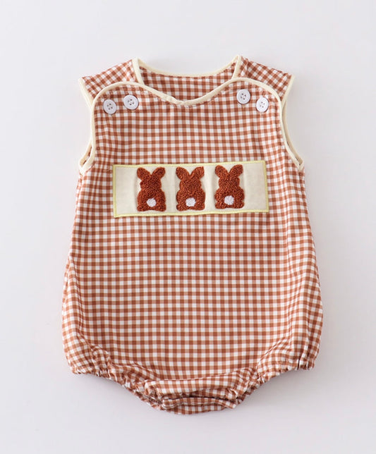 Boy Yellow/Brown Bunny Romper