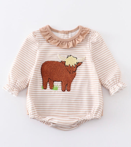 Girl French Knot Highland Cow Bubble